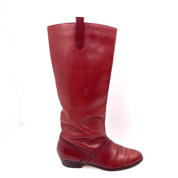 Etienne Aigner Women’s Tall Leather Burgundy Riding Boots Size 9M Made in Brazil - Picture 2 of 11
